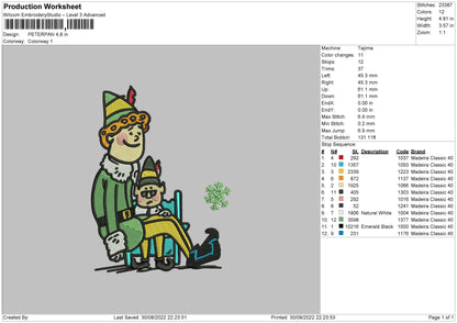 Peterpan Embroidery File 5 sizes
