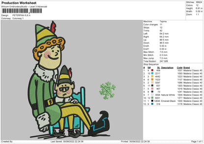 Peterpan Embroidery File 5 sizes
