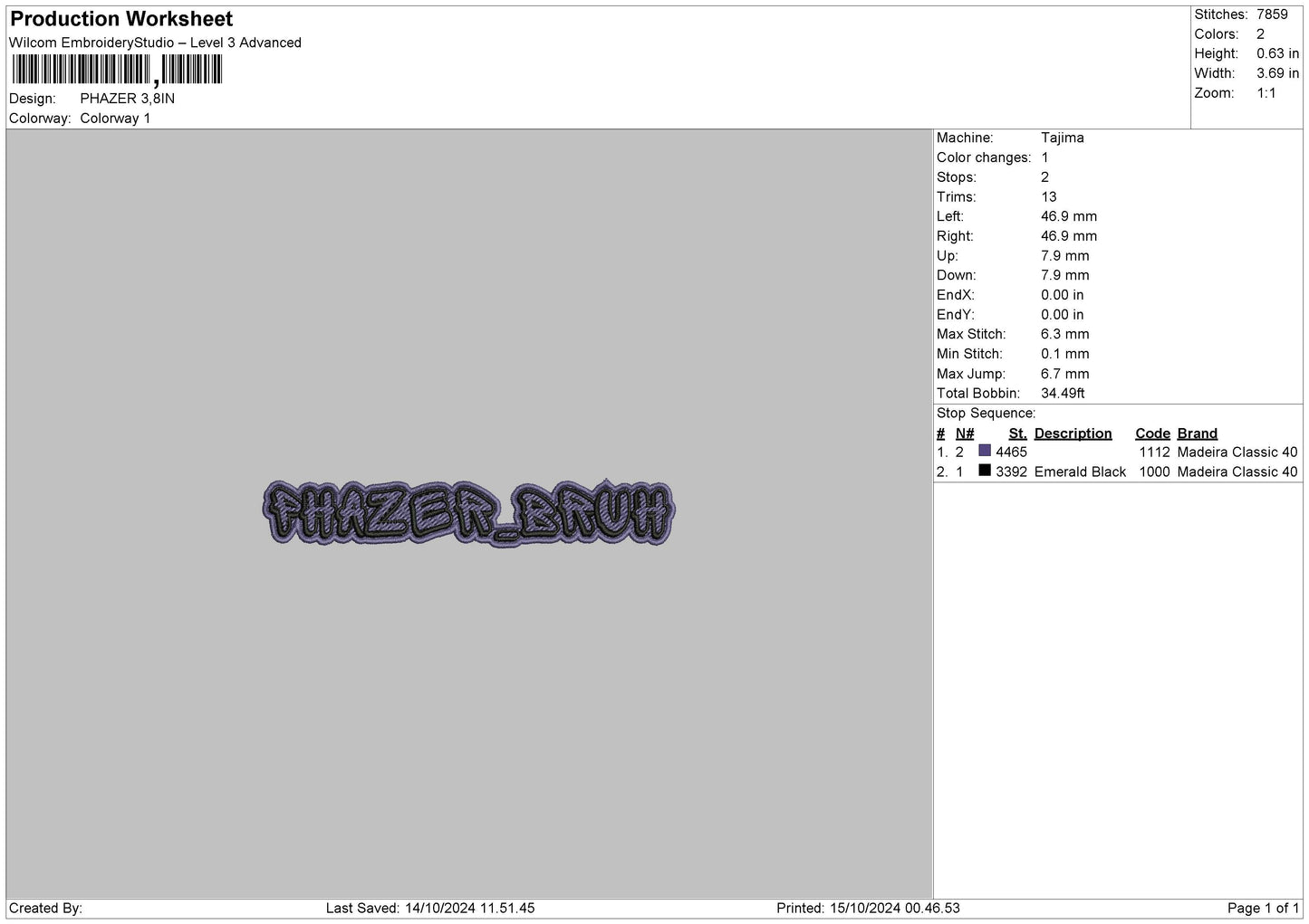 Phazertext Embroidery File 6 sizes