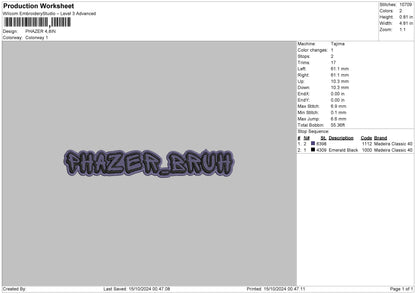 Phazertext Embroidery File 6 sizes