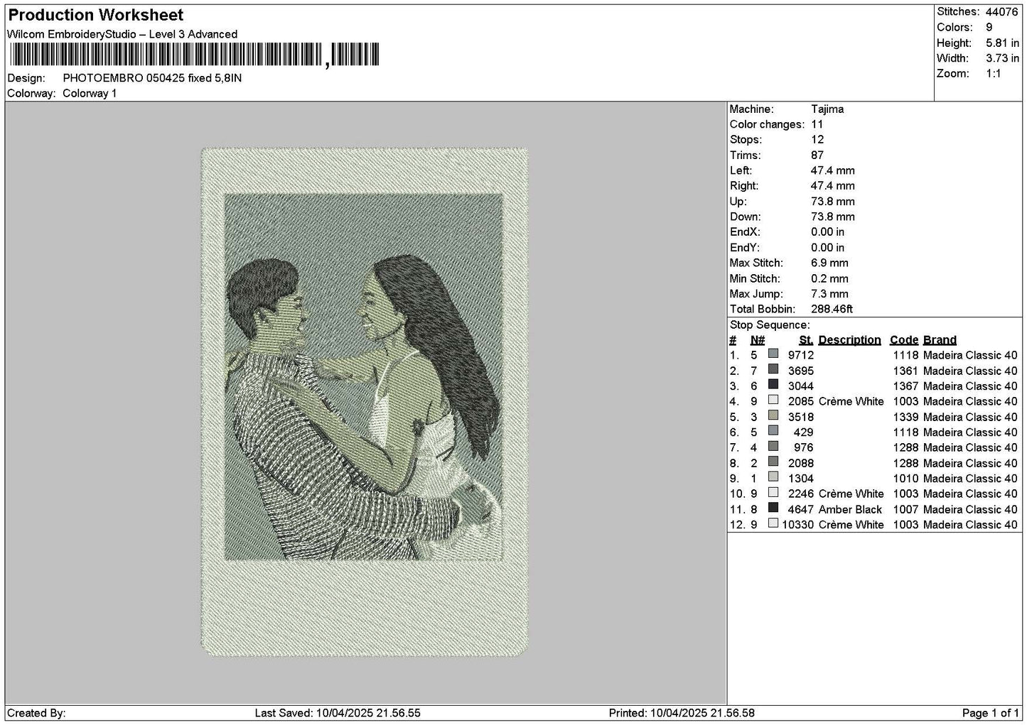 Photoembro 0504 Embroidery File 6 sizes