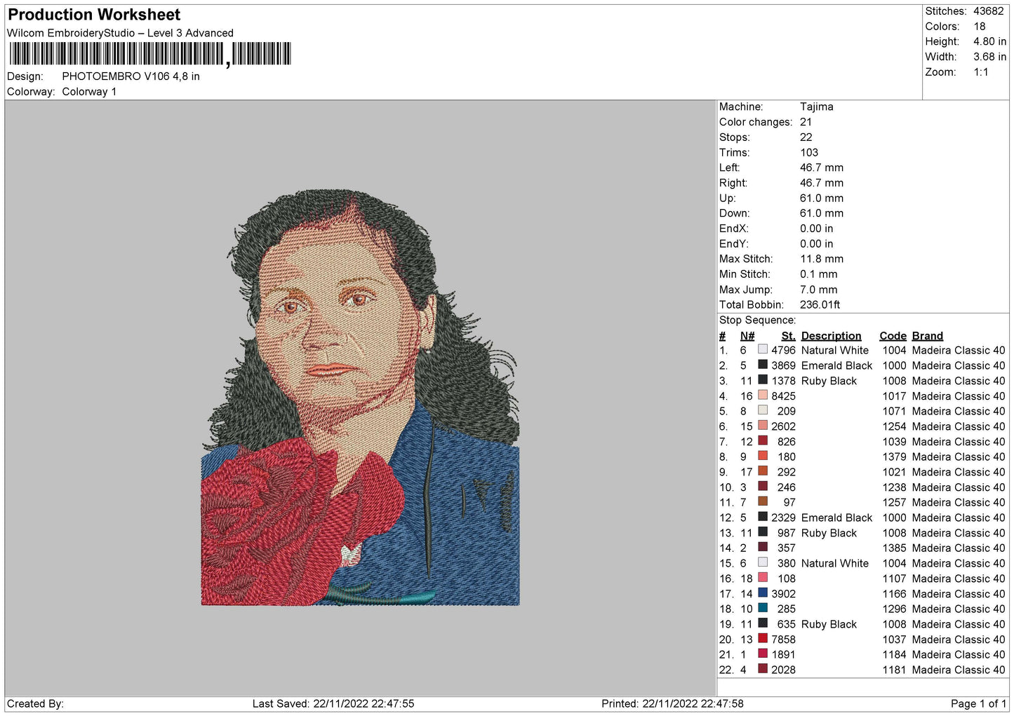 Photoembro V106 Embroidery File 6 sizes