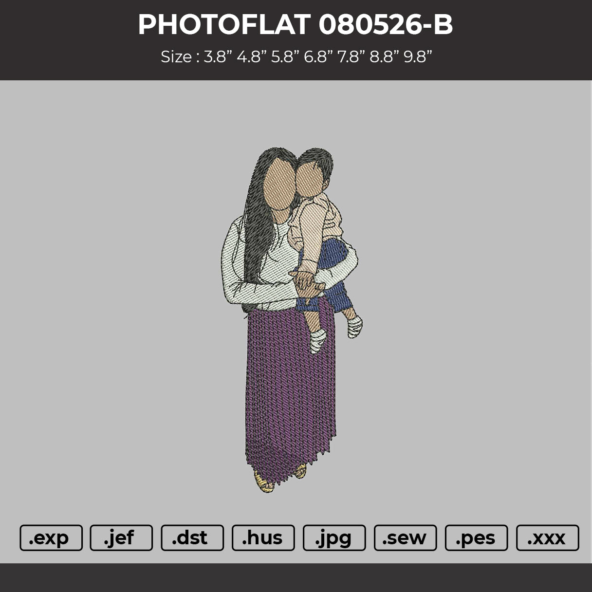 PHOTOFLAT 080526-B  Embroidery File 6 sizes