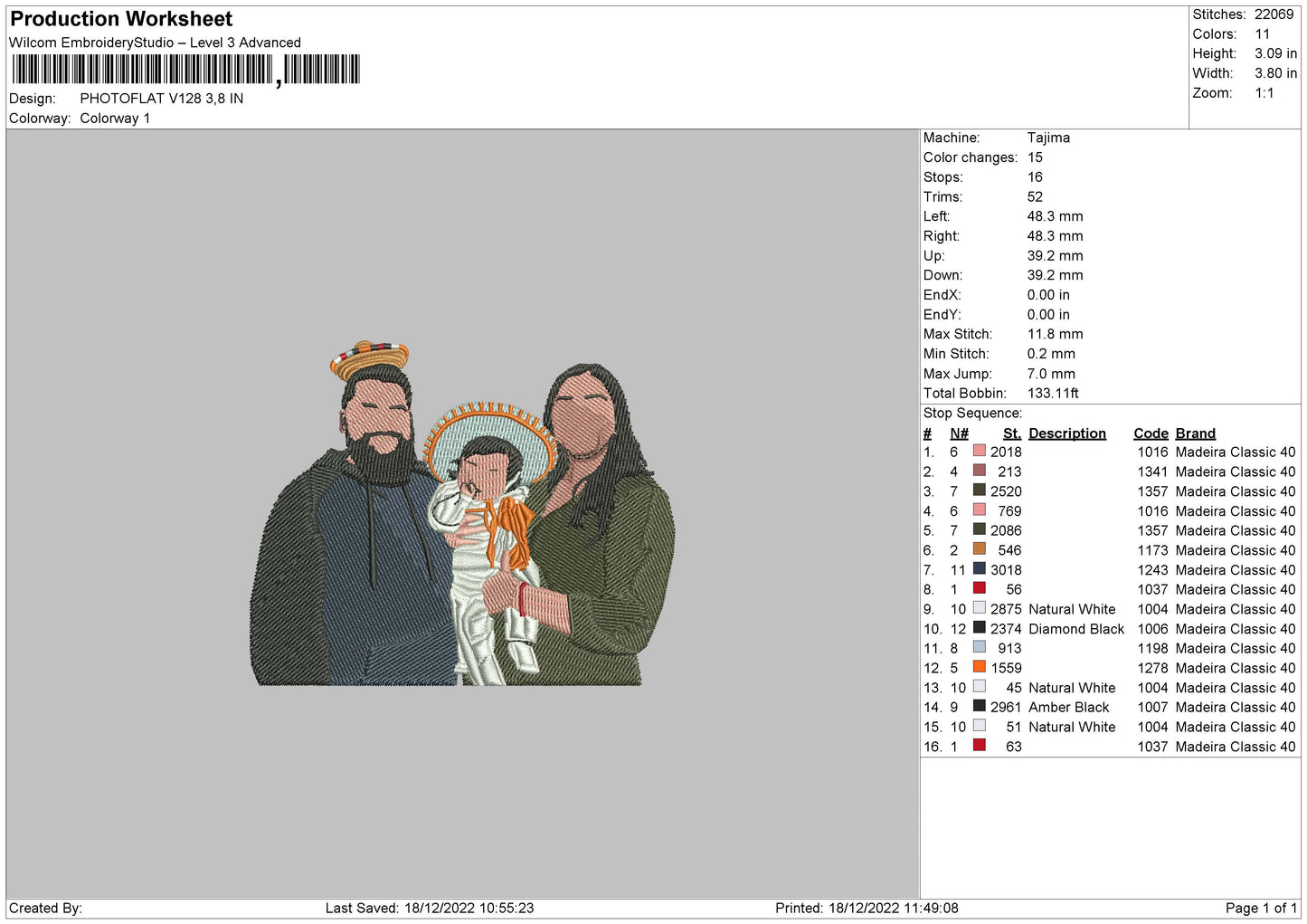 Photoline V128 Embroidery File 6 sizes