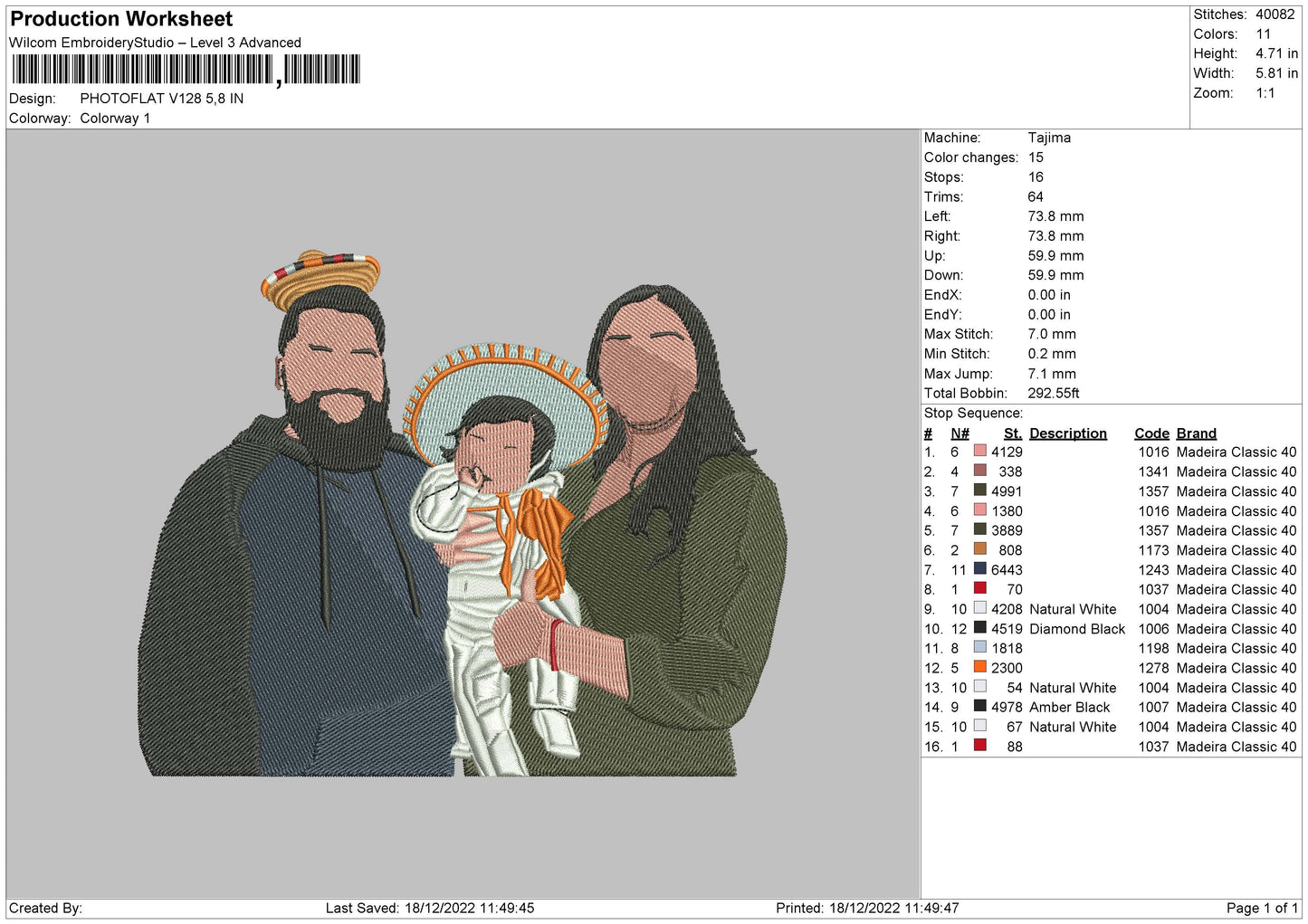 Photoline V128 Embroidery File 6 sizes