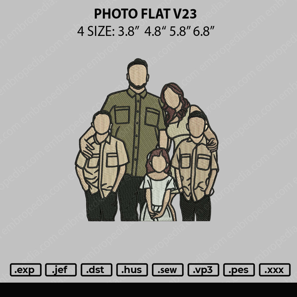 Photo Flat V23 Embroidery File 4 size