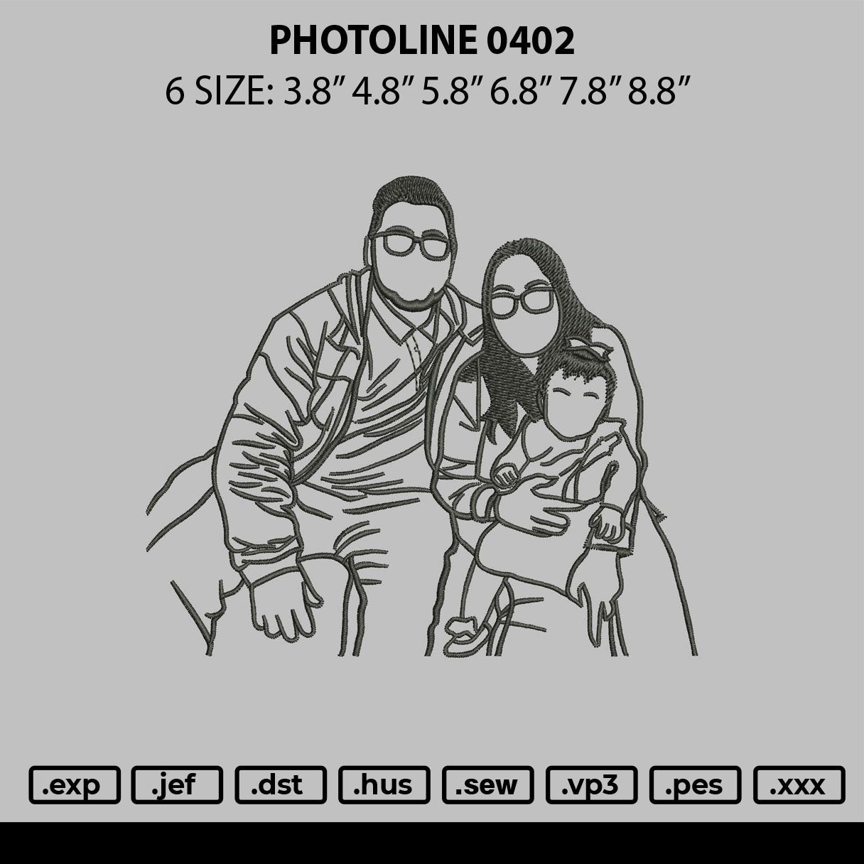 Photoline 0402 Embroidery File 6 sizes