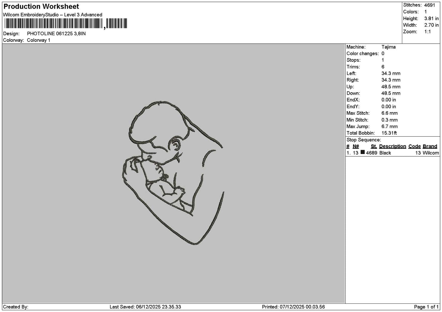 Photoline 0612 Embroidery File 6 sizes