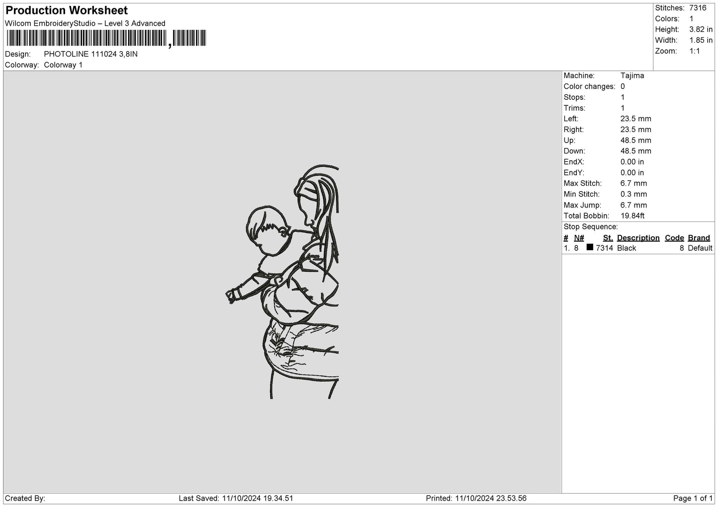 Photoline 1011 Embroidery File 6 sizes