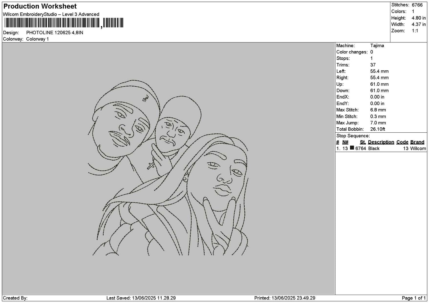 Photoline 1206 Embroidery File 6 sizes