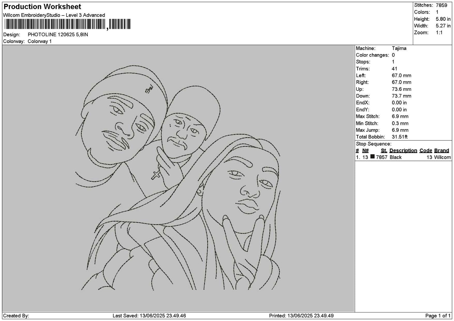 Photoline 1206 Embroidery File 6 sizes