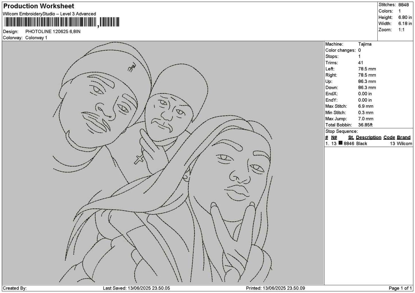 Photoline 1206 Embroidery File 6 sizes
