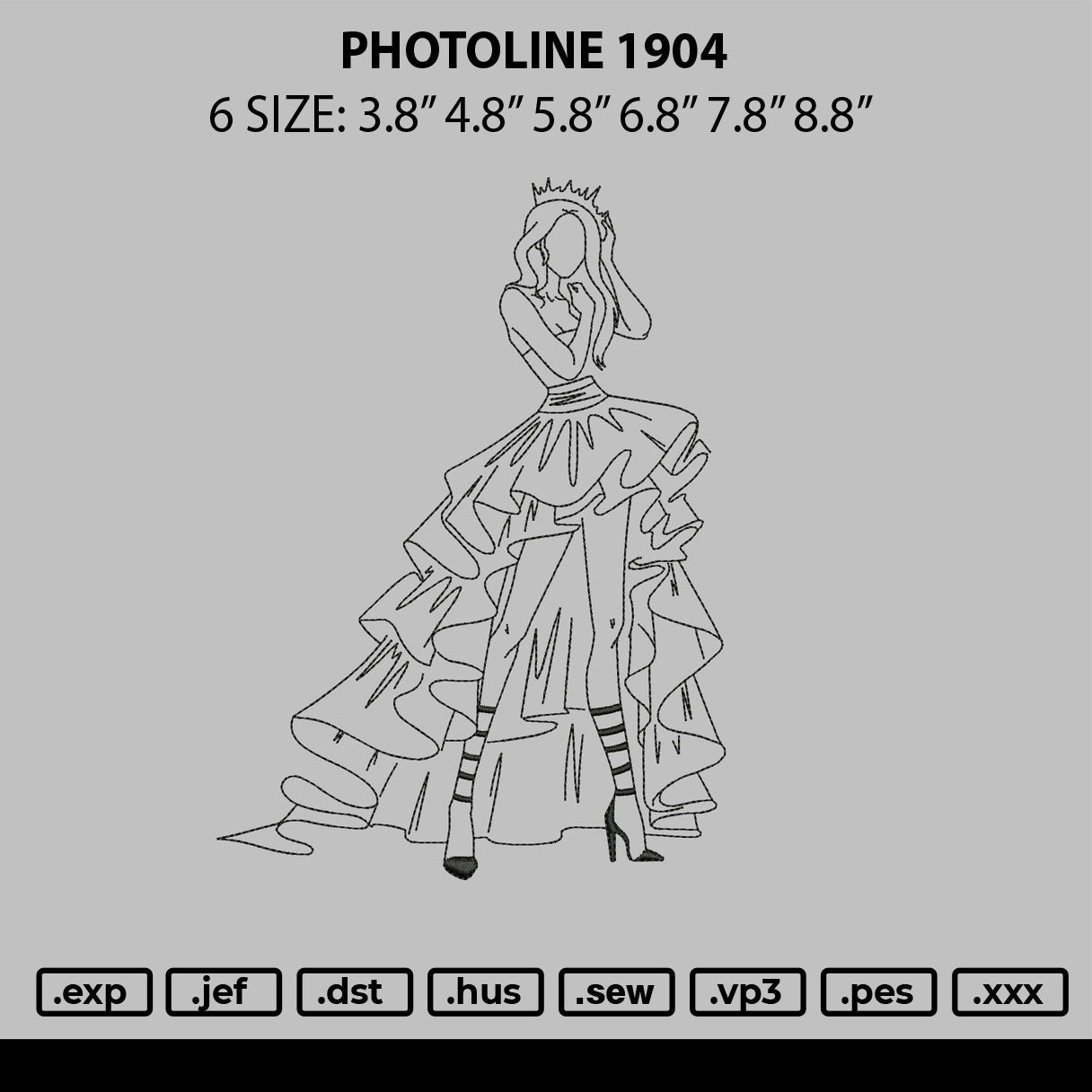 Photoline 1904 Embroidery File 6 sizes