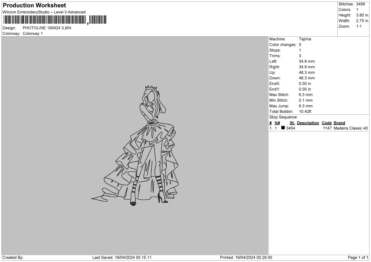 Photoline 1904 Embroidery File 6 sizes