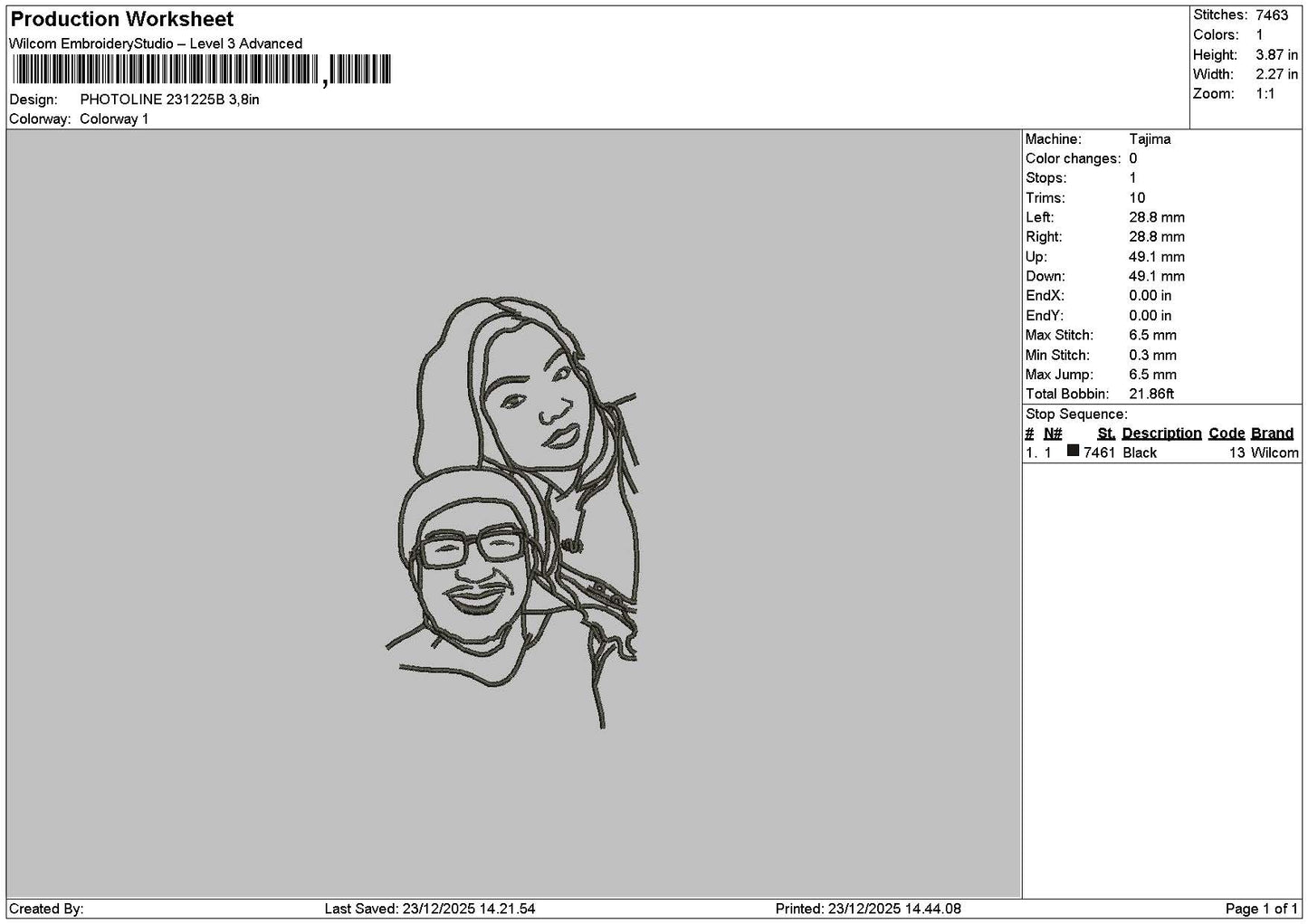 Photoline 2312b Embroidery File 6 sizes