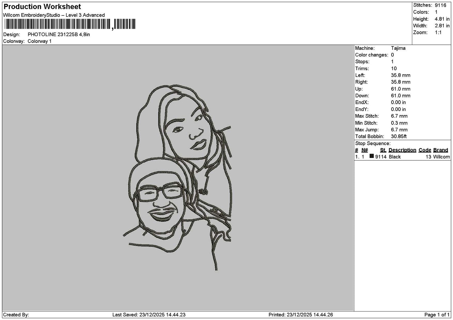 Photoline 2312b Embroidery File 6 sizes