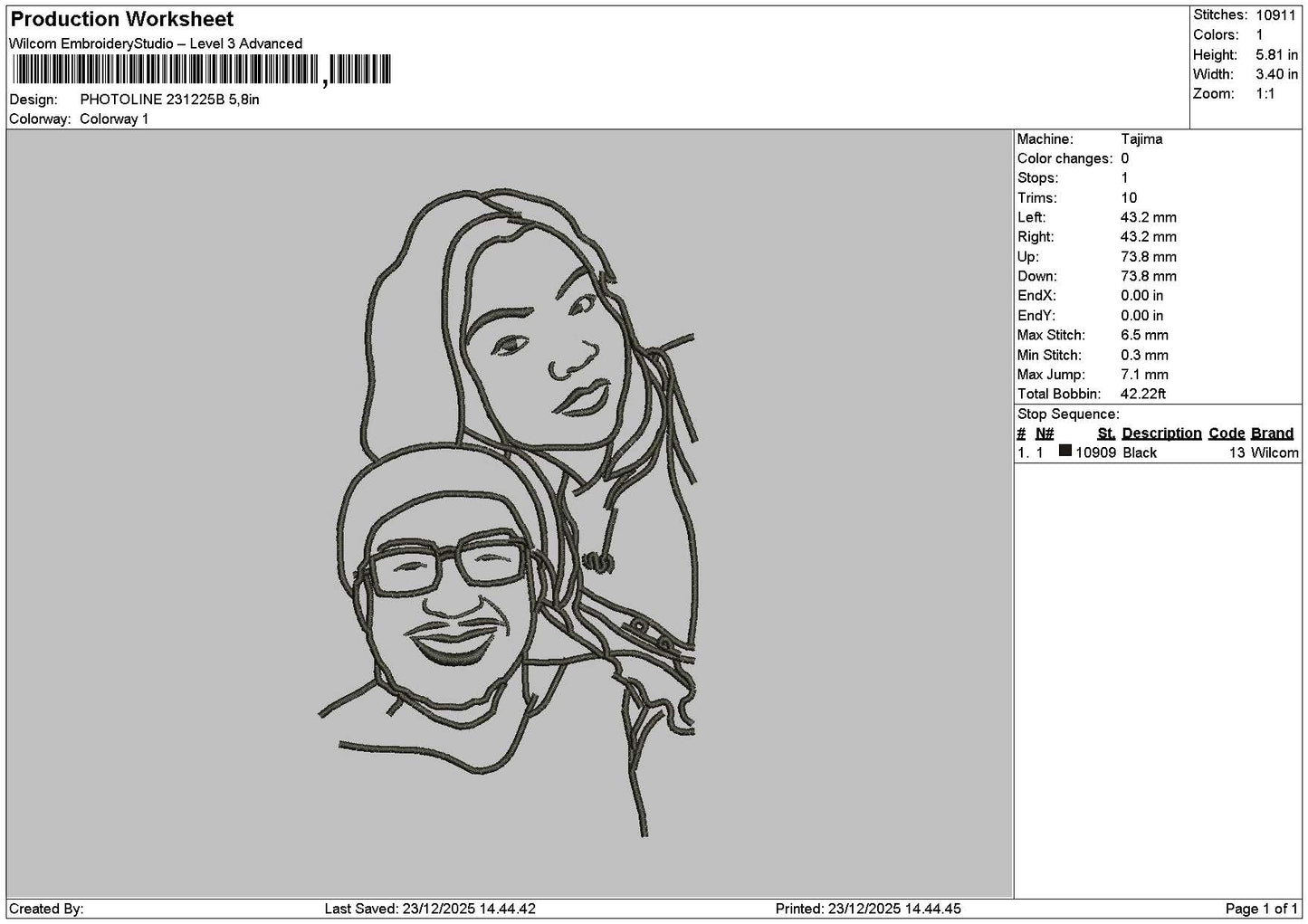 Photoline 2312b Embroidery File 6 sizes