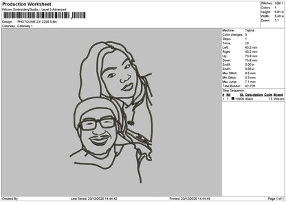 Photoline 2312b Embroidery File 6 sizes