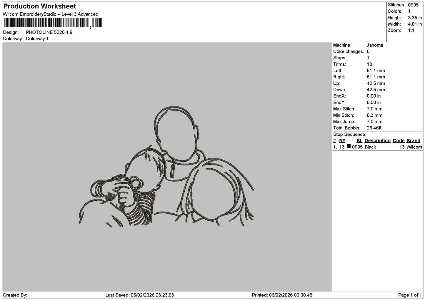 Photoline 0502 Embroidery File 6 sizes