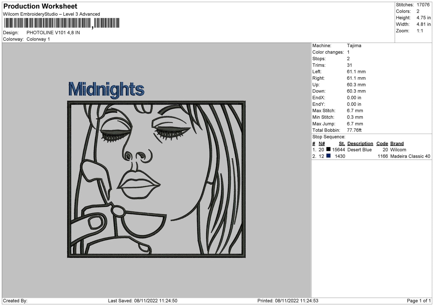Photoline V101 02 Embroidery File 6 sizes