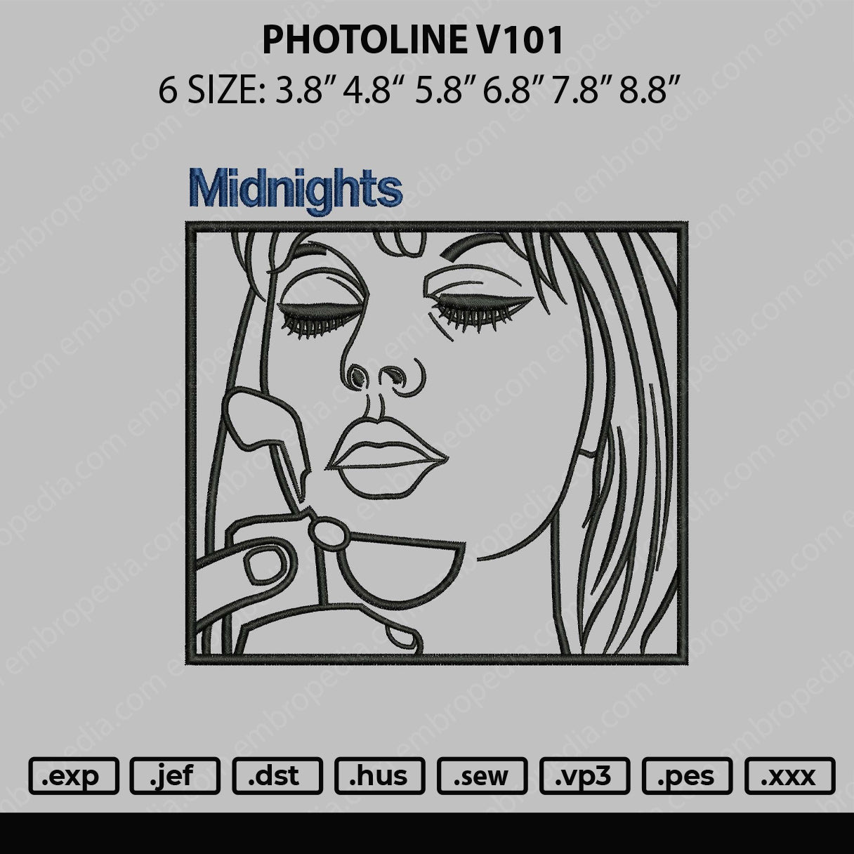 Photoline V101 02 Embroidery File 6 sizes