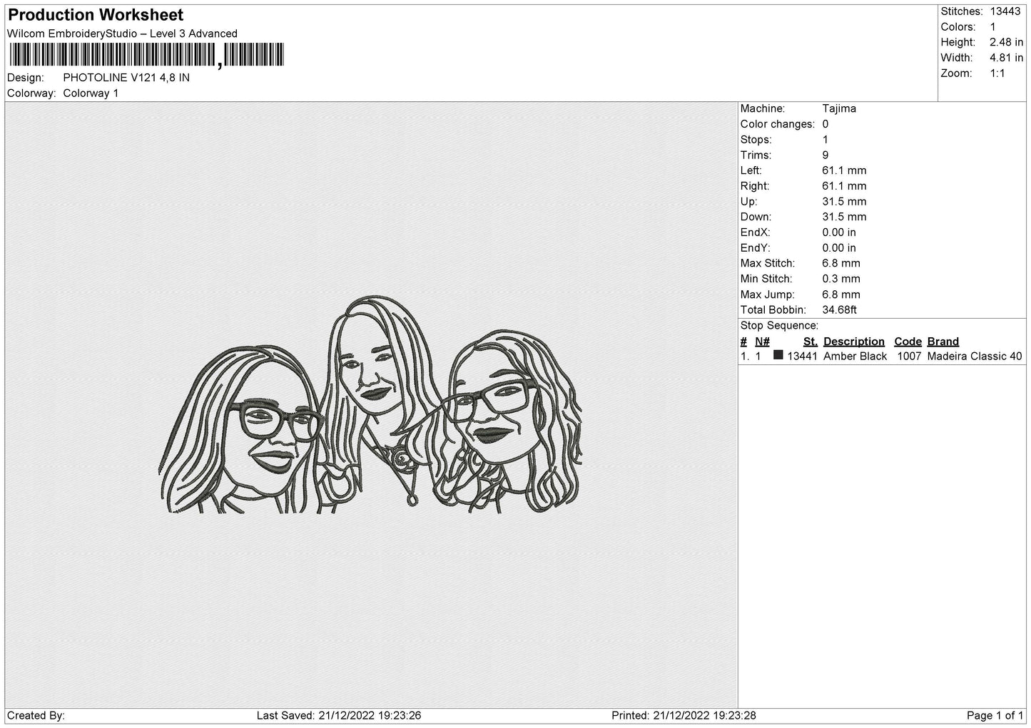 Photoline V121 002 Embroidery File 6 sizes