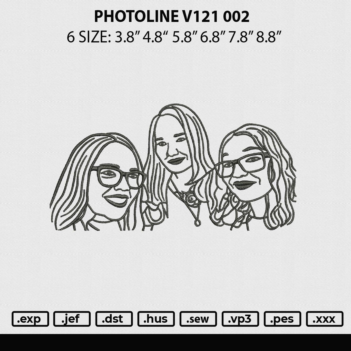 Photoline V121 002 Embroidery File 6 sizes