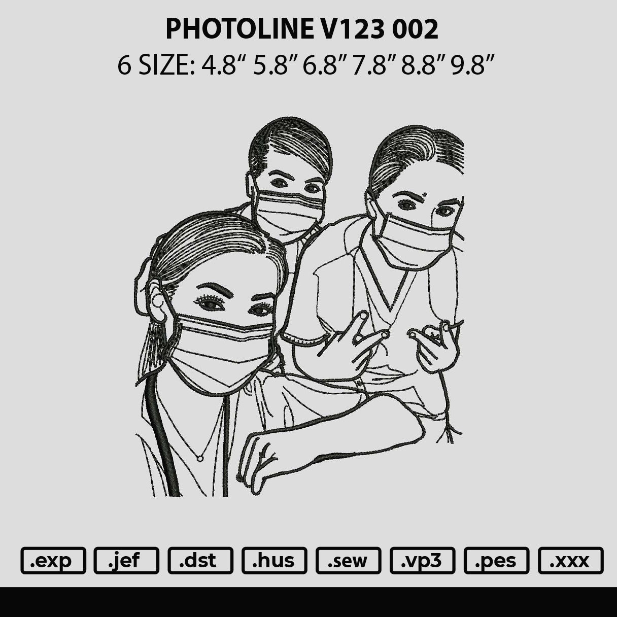 Photoline V123 002 Embroidery File 6 sizes