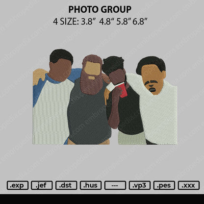 Photo Group Embroidery File 4 size
