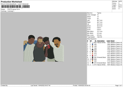Photo Group Embroidery File 4 size