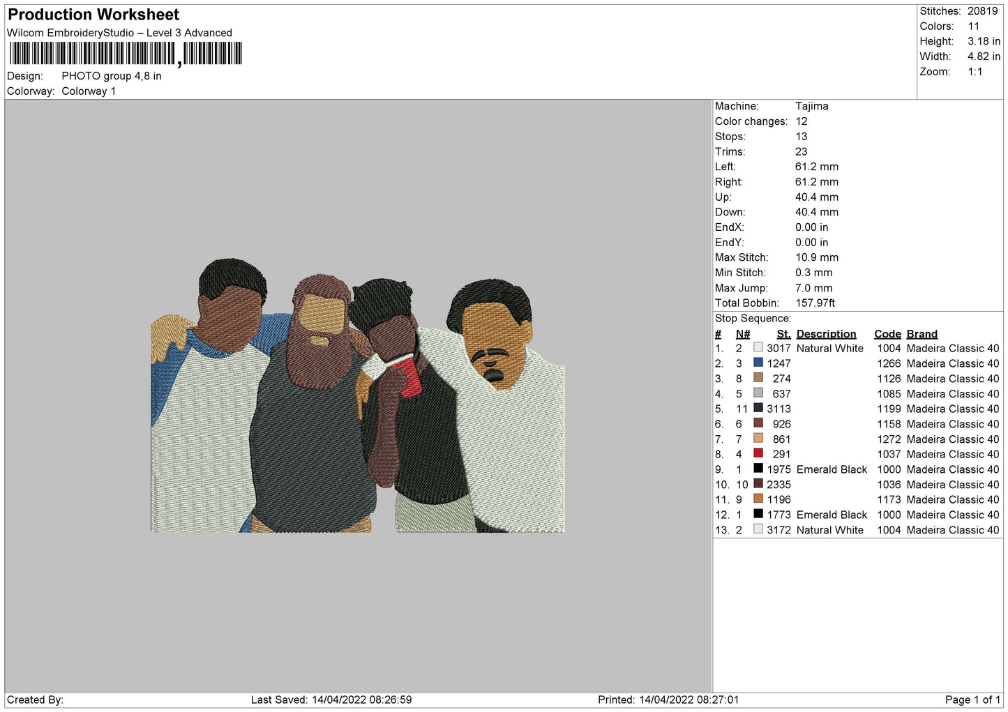 Photo Group Embroidery File 4 size