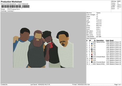Photo Group Embroidery File 4 size
