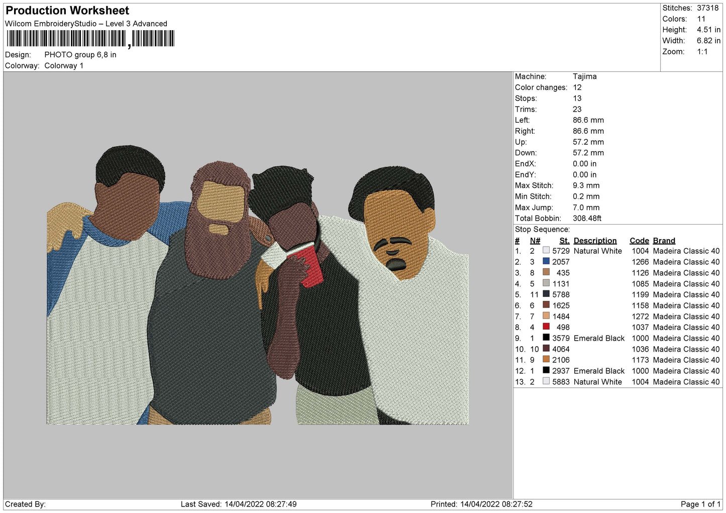 Photo Group Embroidery File 4 size