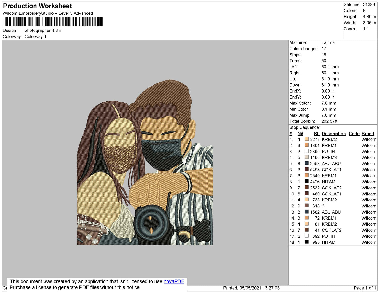 Photograph Image Embroidery File 4 size