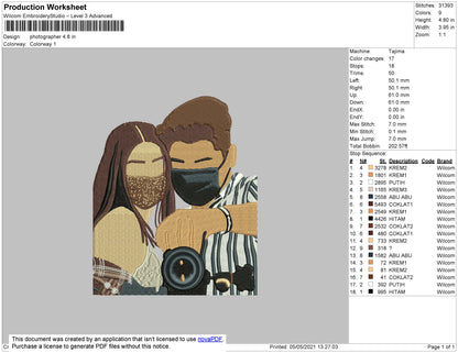 Photograph Image Embroidery File 4 size