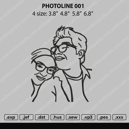 Photoline 001 Embroidery File 4 size