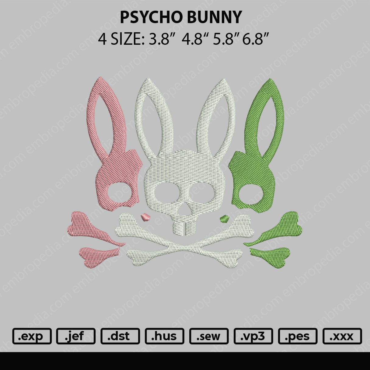 Psycho Bunnys Embroidery File 4 sizes