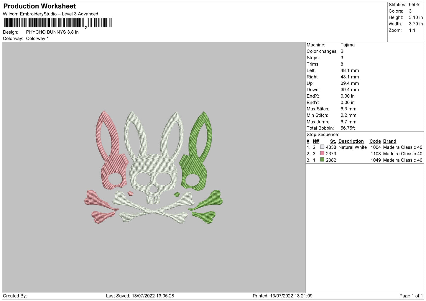 Psycho Bunnys Embroidery File 4 sizes