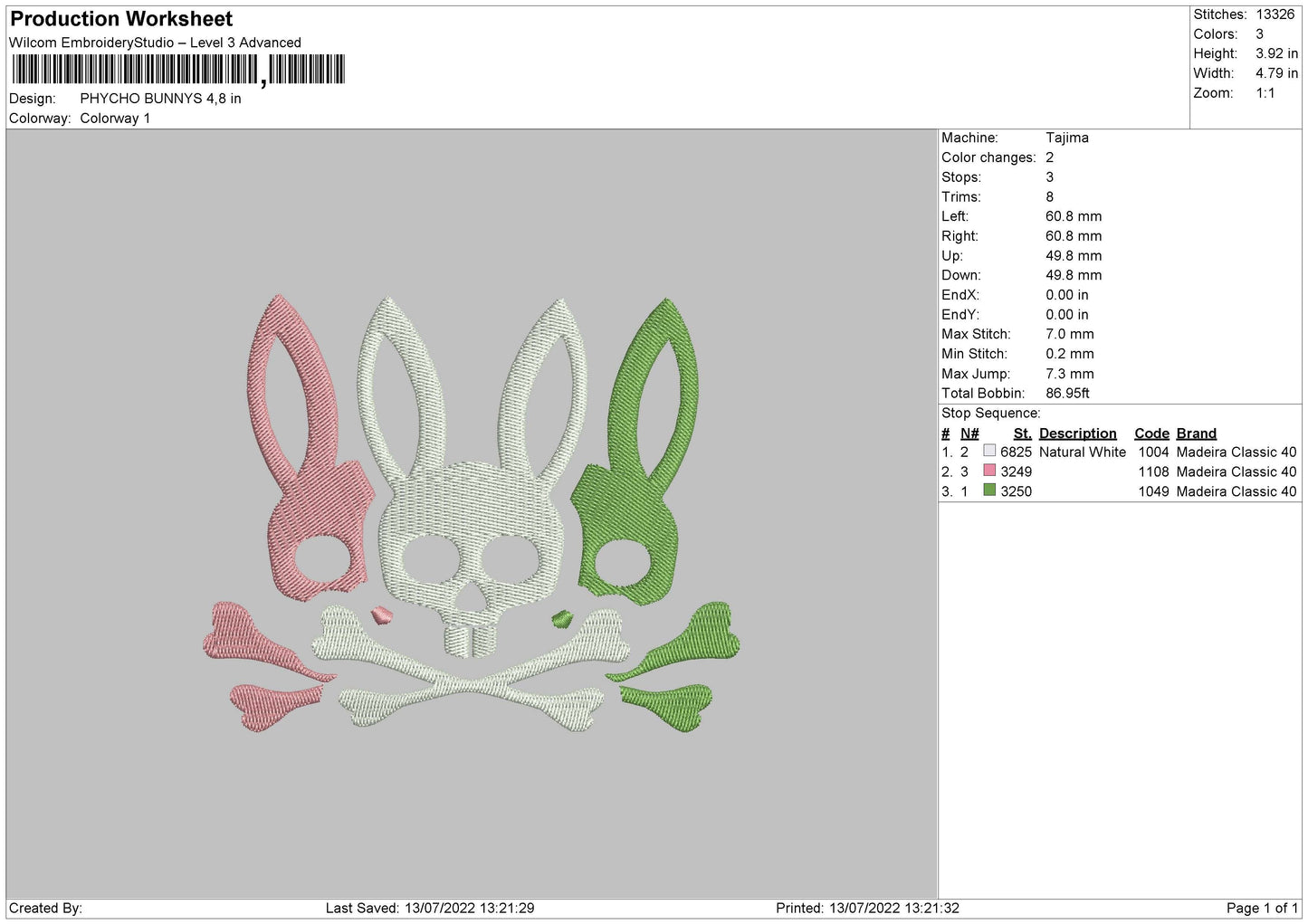 Psycho Bunnys Embroidery File 4 sizes