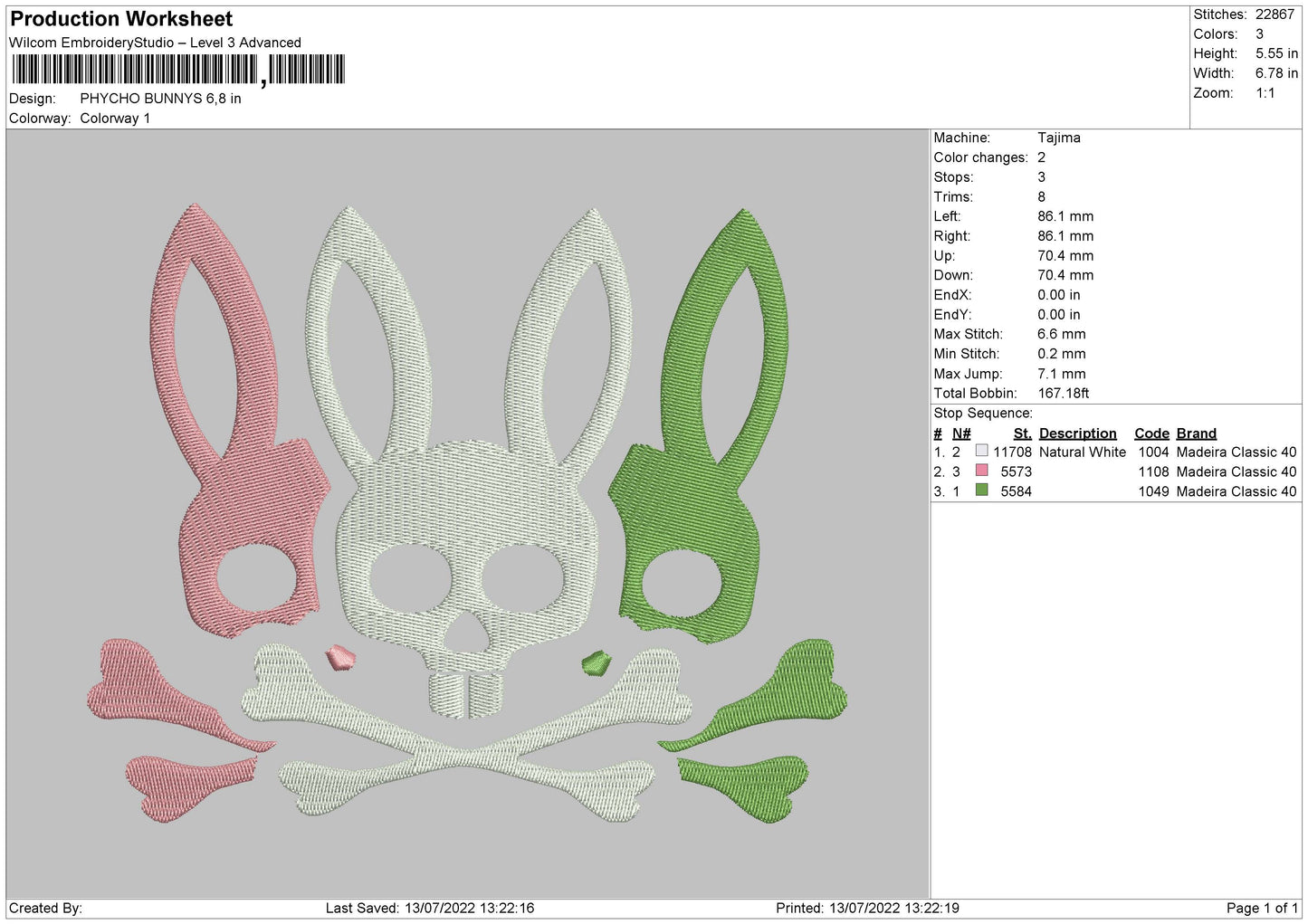 Psycho Bunnys Embroidery File 4 sizes