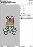 Bunny Skull Embroidery File 6 sizes