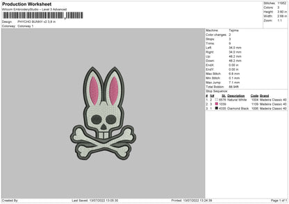 Psycho Bunny Embroidery File 4 sizes