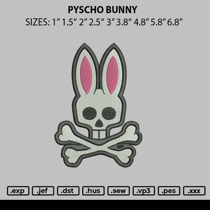 Psycho Bunny Embroidery File 4 sizes