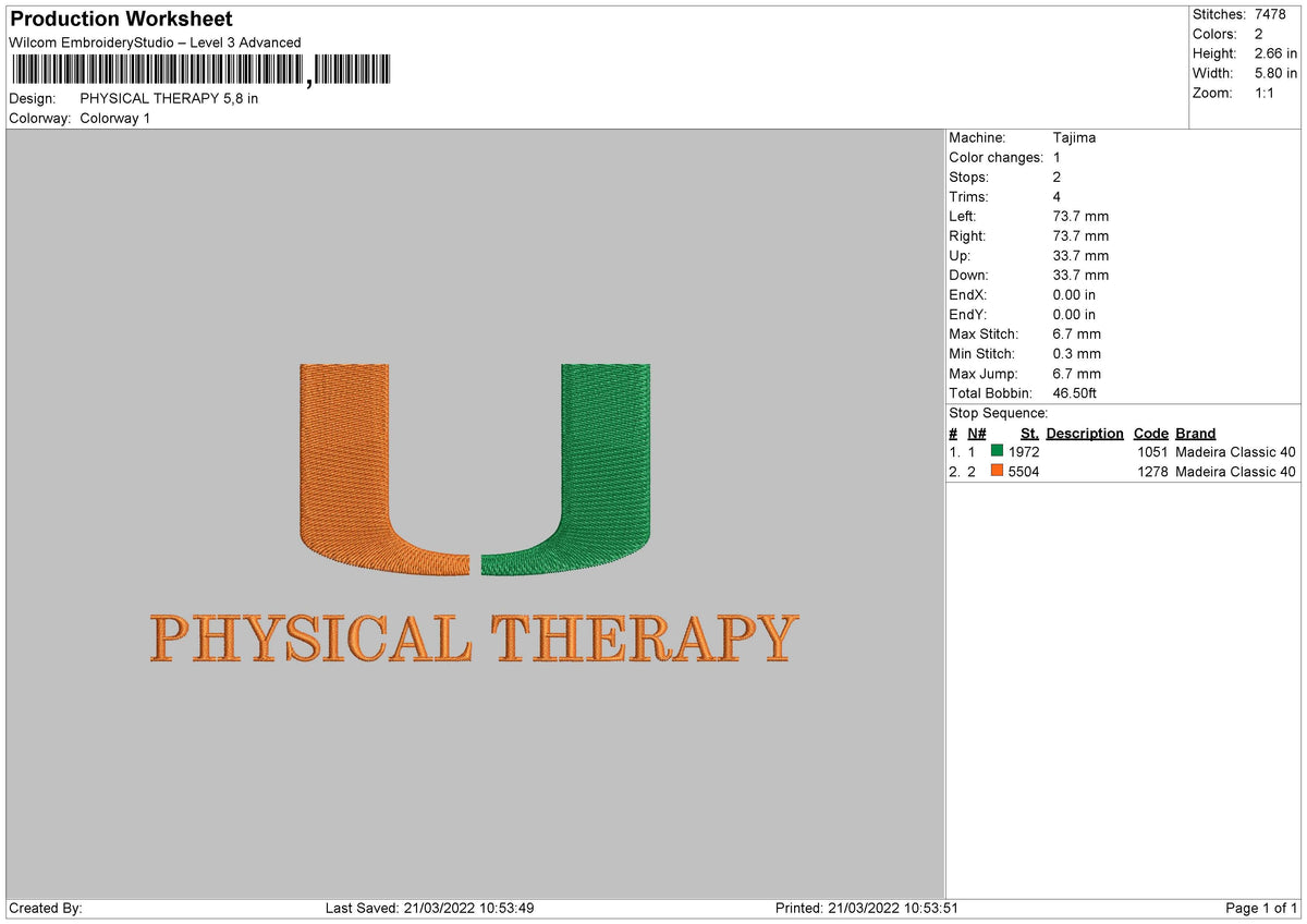 Physical Theraphy Embroidery File 4 size