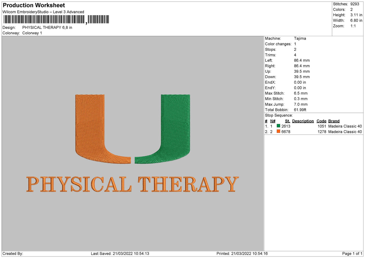 Physical Theraphy Embroidery File 4 size
