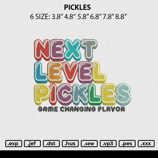 Pickles Embroidery File 6 sizes