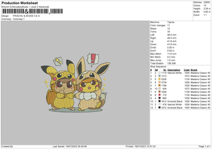 Pikachu Evee Embroidery File 6 sizes