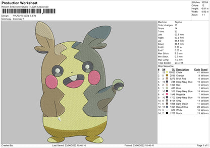 Pikachu Stand Embroidery File 4 size