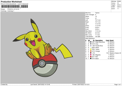 Pikachu V5 Embroidery File V5 Embroidery File 4 sizes
