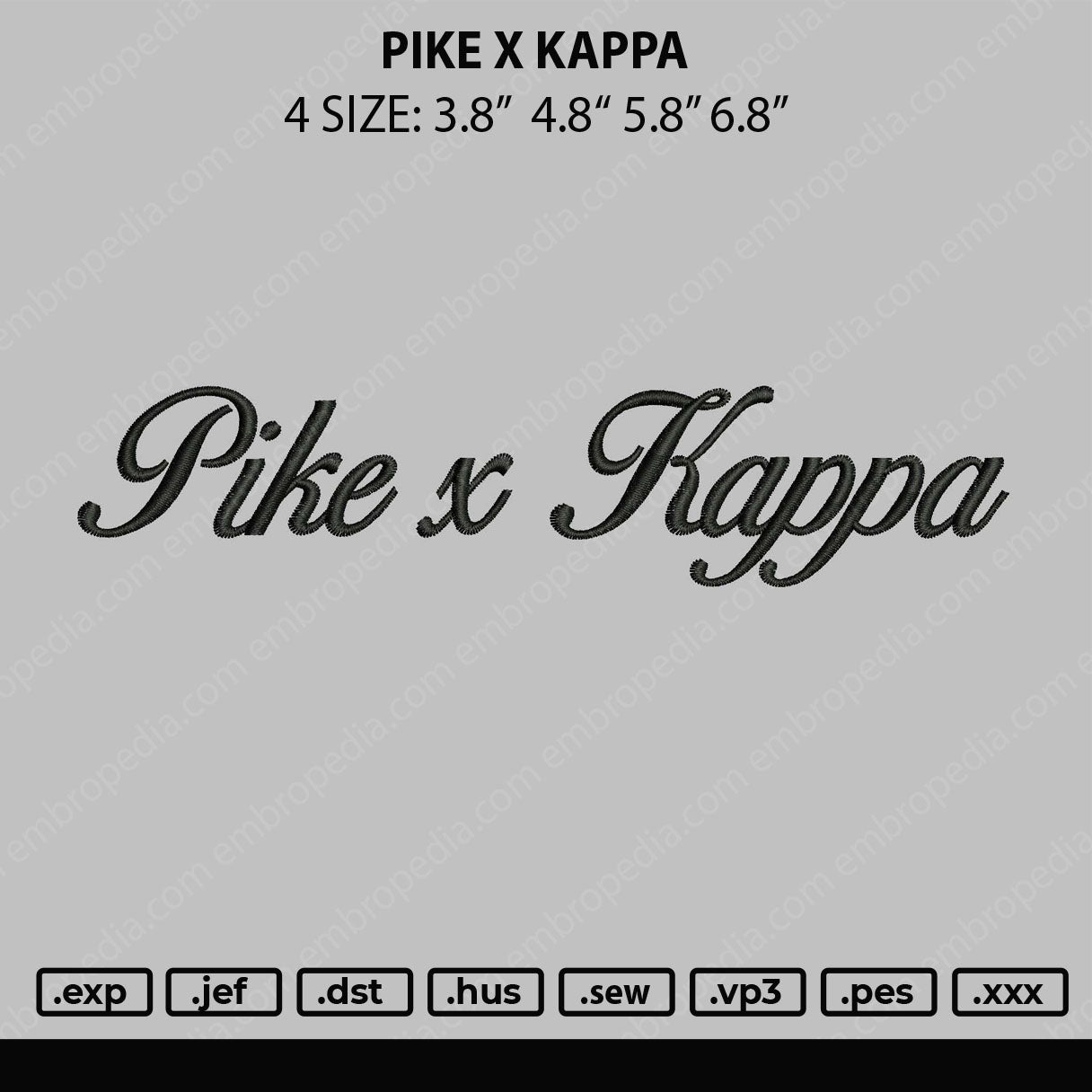 Pike X Kappa Embroidery File 4 size